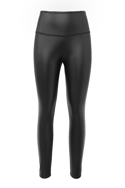 Black Faux Leather Casual High Waisted Leggings