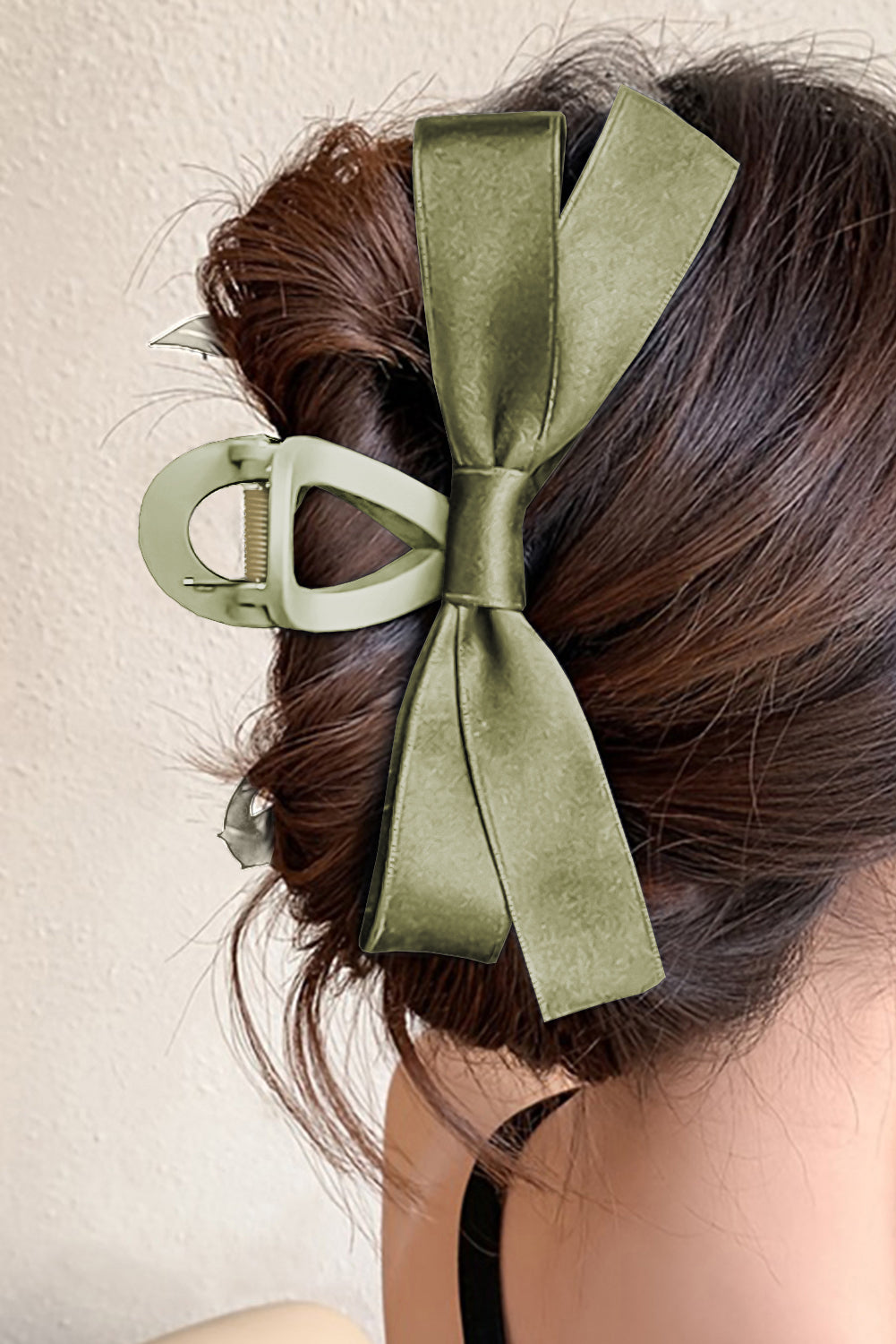 Black Solid Color Ribbon Bow Decor Hair Clip