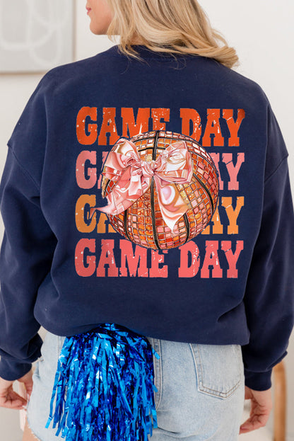 Navy Blue GAME DAY Long Sleeve Graphic Sweatshirt